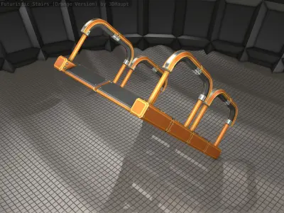 Sci-Fi Stairs - 27- Orange Version Low-poly 3D model