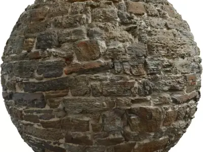 Historic Rubble Brick Wall PBR Texture Texture