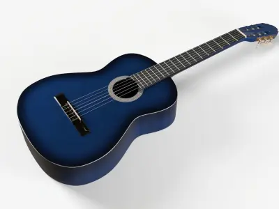 Blue Sunburst Acoustic Guitar 3D model