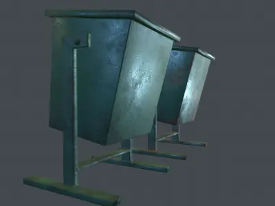 Street Metal Trash Can PBR Game Ready Low-poly 3D model