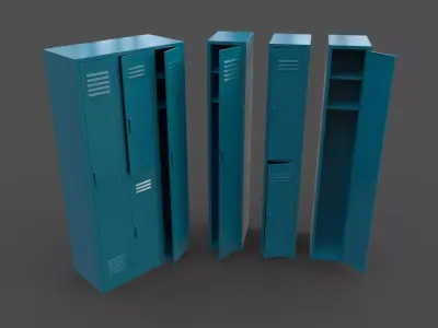 PBR School Gym Locker 04 - Blue Sea Low-poly 3D model