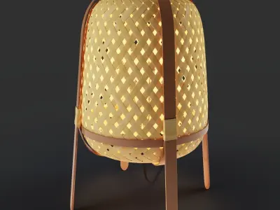 KNIXHULT Table lamp bamboo Ikea rattan 3D model