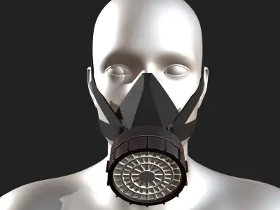 Gas mask helmet 3d model military combat protection safety  Low-poly 3D model