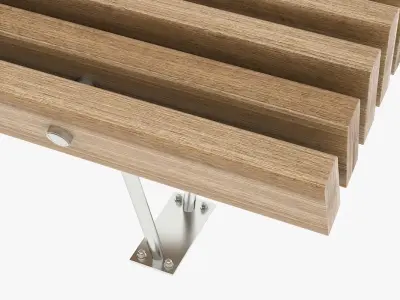 Wooden curve bench 3D model