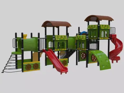 Train Style Playground 3 Low-poly 3D model