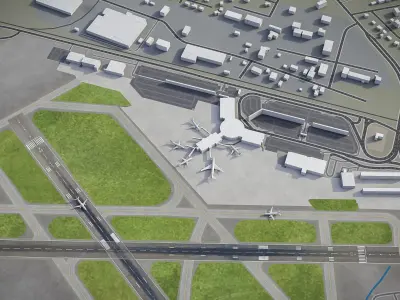 Chattanooga - Airport - CHA Low-poly 3D model