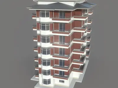 Residential Apartment Building  Low-poly 3D model
