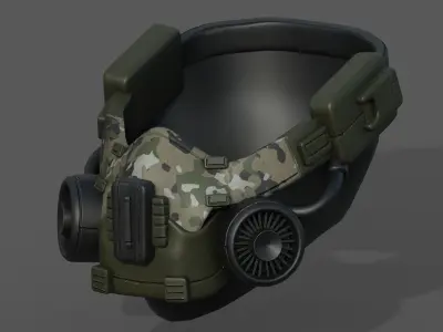 Gas mask helmet scifi futuristic military combat  Low-poly 3D model