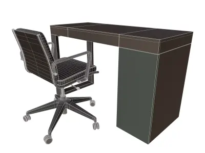 Minimalist Desk and Ergonomic Chair 3D model