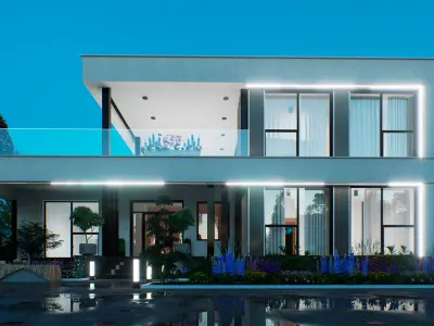 Modern Two-Story Villa High-Quality 3D Model and visualization 3D model