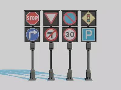 Cyberpunk Street Signs Double 3D model
