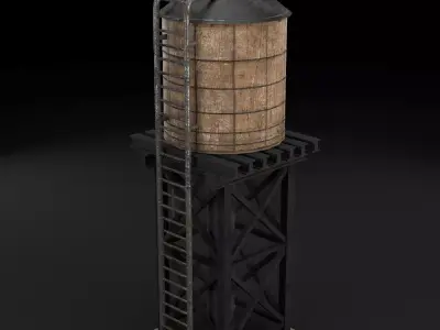 reservoir 3d model PBR water tower Low-poly 3D model