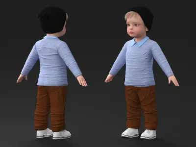  Child in Fall Clothes A-Pose 