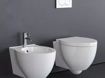 Alice Ceramica Short Wall-hung bidet and toilet Low-poly 3D model