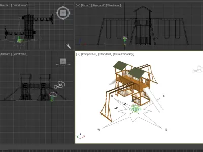 wooden playground model A002 3D model