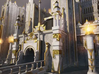 White castle Low-poly 3D model