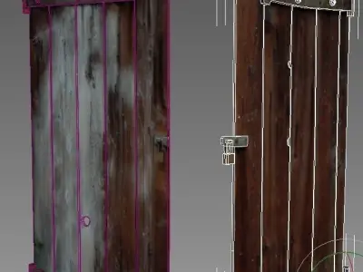 Door 7 wooden Low-poly 3D model