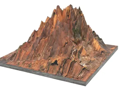 Mountain made of wood Low-poly 3D model