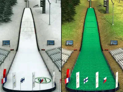 Ski jumping hill high detail 3D model