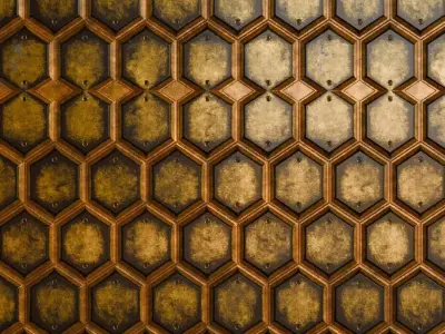 Golden Rusty Metal Plate PBR Seamless Texture