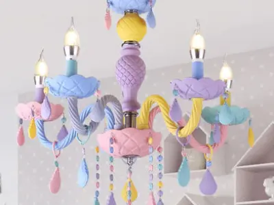 Colorful Crystal Chandelier 3D model