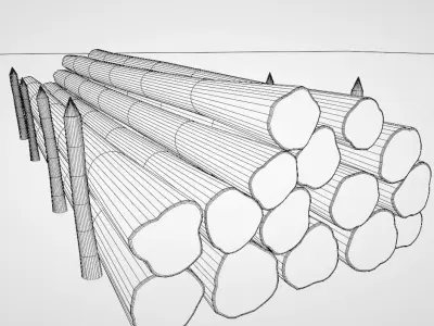 Log Pile 3D model - Pine Oak Wood Decks in Low-poly Game Ready Low-poly 3D model
