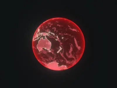 Red Hologram Planet Earth Hologram Sci-Fi 3D Model Low-poly 3D model