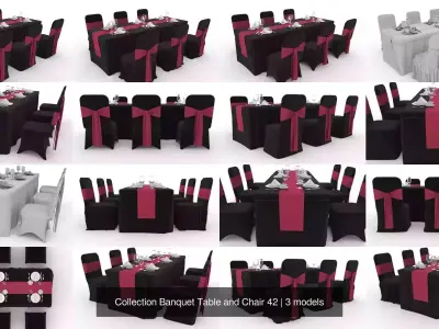 Collection Banquet Table and Chair 42 3D Model Pack