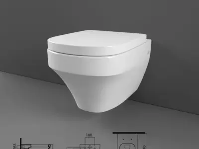 Toilet wc - wall hung Free 3D model