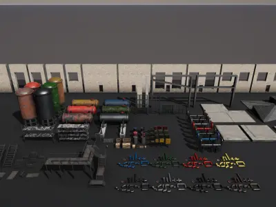 Modular Pumping Station for Unity Low-poly 3D model