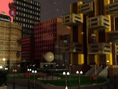 Sci-Fi Cyberpunk City and Desert Pack Low-poly 3D model