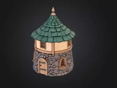 Medieval Round House Low-poly 3D model