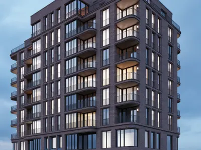 Brick residential building 3D model