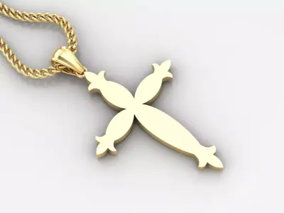 Light Gold 18K Cross Pendant 1CP089 3D print model
