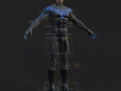 Nightwing 3D Model Jim Lee Fully Rigged PBR FBX Blender OBJ Low-poly 3D model