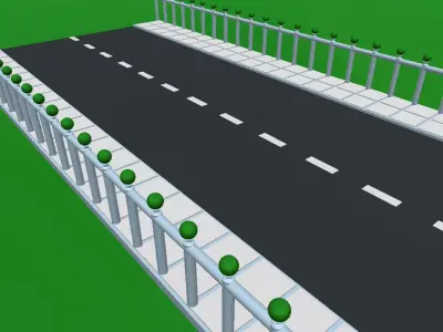Low Poly 3D Road  Low-poly 3D model