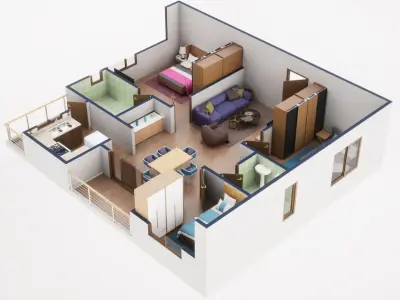 3D Floor Plan Model 47 3D model