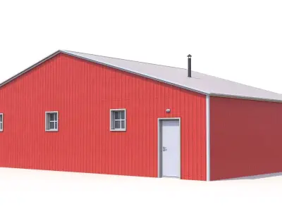 Red Farm Building 22 Low-poly 3D model