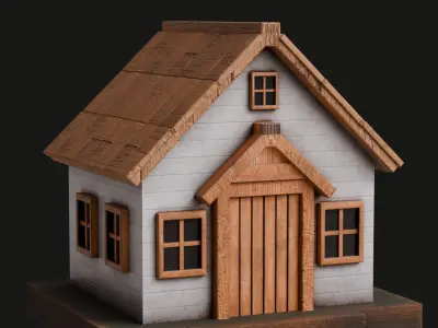 Cute Cartoon Small Wood House 04 3D model