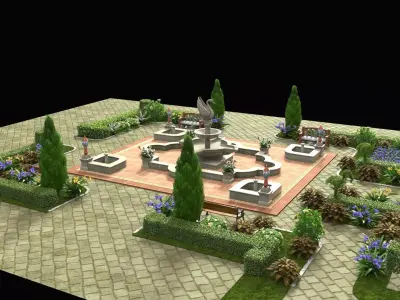 Fountain garden 3D model