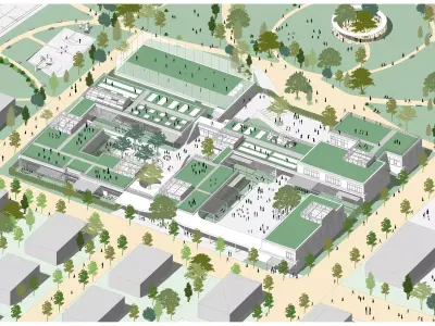 School with pavilion concept Low-poly 3D model