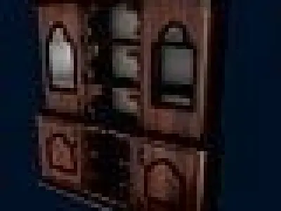 Buffet wooden cabinet with glass doors 3D model