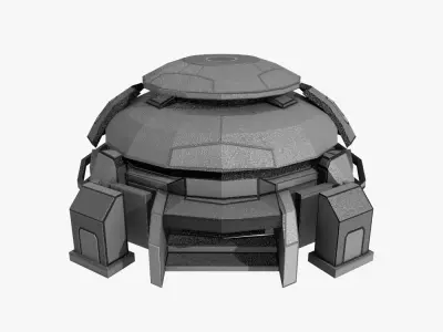 Low-poly Sci-fi Bunker Building Low-poly 3D model