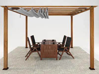 Paragon Florence Pergola with Table and chairsAPPLARO 3D model