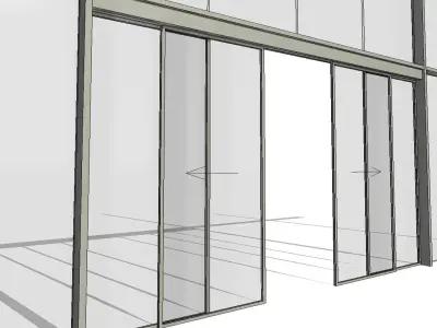 Curtain Wall Automatic Double Sliding Door 3D model
