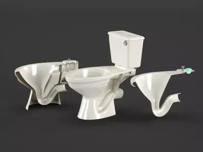 American toilet 02 3D model