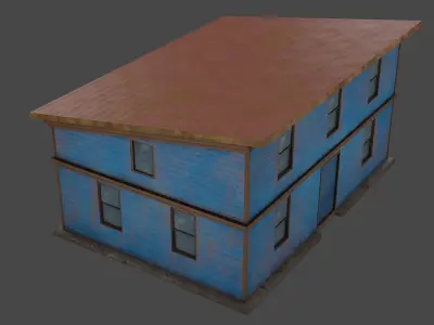 House boards blue Low-poly 3D model