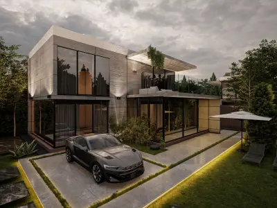 Modern Minimalist Villa Site - Lumion Scene 3D model