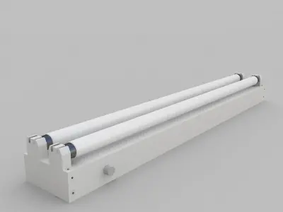 Dual Strip Fluorescent Fixture 3D model