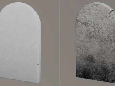 Cemetery Tombstone RIP signature dirty old Low-poly 3D model